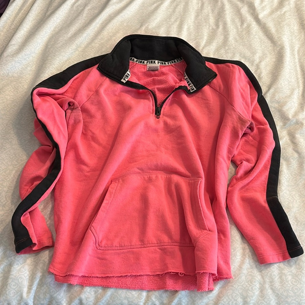 VS Pink Quarter-Zip Pullover with Black Accents